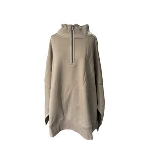 Xersion Women's Plus 2X Oversized Half Zip Pullover Sweatshirt Tan NEW